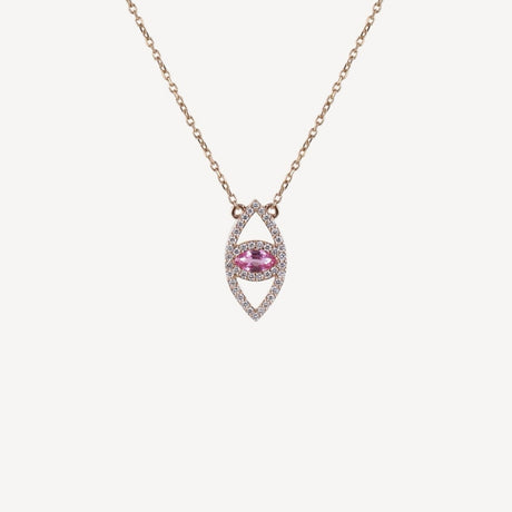 Collier Le Protecteur Saphir Rose en or rose serti de diamants et saphirs, collection Veronika Loubry x Paillard – Maison Paillard