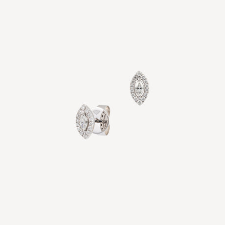 Boucles d'oreilles Puces Marquises en or blanc serties de diamants – Maison Paillard