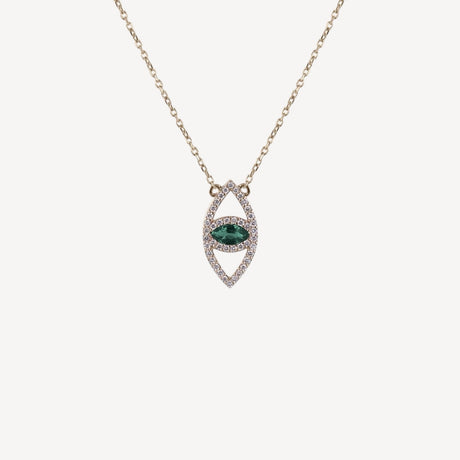 Collier Le Protecteur Émeraude en or jaune serti de diamants et émeraudes, collection Veronika Loubry x Paillard – Maison Paillard
