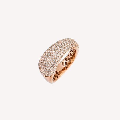 Bague Asymetrique en or rose sertie de diamants – Maison Paillard