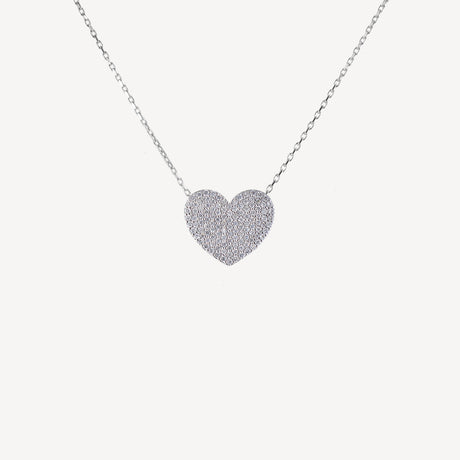 Collier Le Coeur Pave en or blanc serti de diamants – Maison Paillard