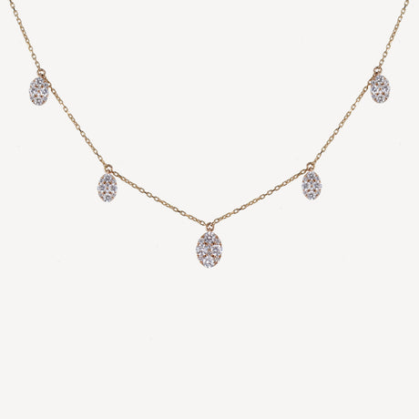 Collier 5 Ovales en or rose serti de diamants – Maison Paillard