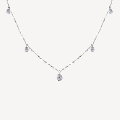 Collier 5 Poires en or blanc serti de diamants – Maison Paillard