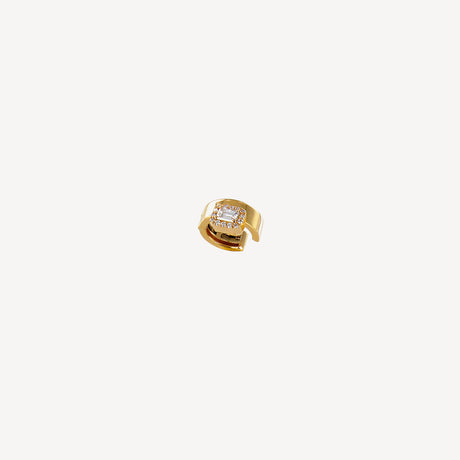 Boucles d'oreilles Clip Taille Emeraude en or jaune serties de diamants – Maison Paillard