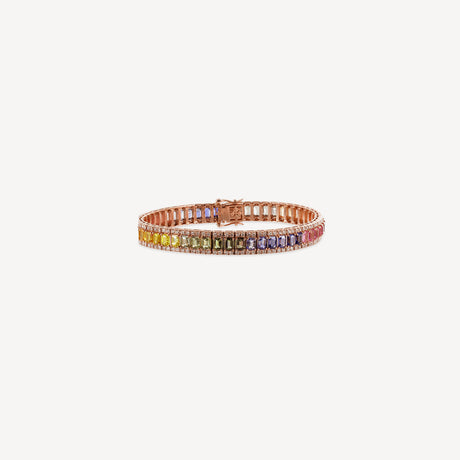 Bracelet Rainbow Ii en or rose serti de diamants et saphirs – Maison Paillard