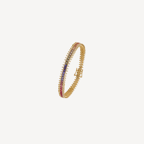 Bracelet Andrea Rainbow en or rose et or jaune serti de diamants et saphirs – Maison Paillard