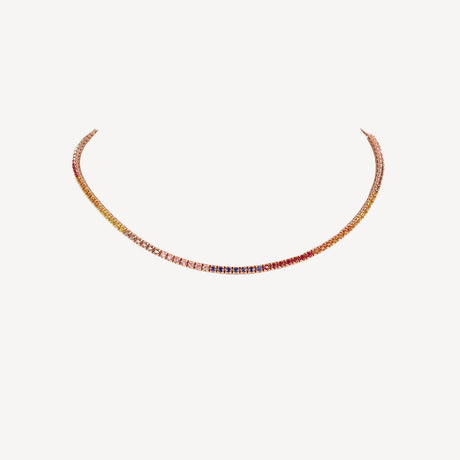 Collier Rivière Rainbow en or rose serti de saphirs – Maison Paillard