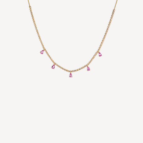 Collier Rivière Pampilles Saphirs en or rose serti de saphirs et rubis – Maison Paillard