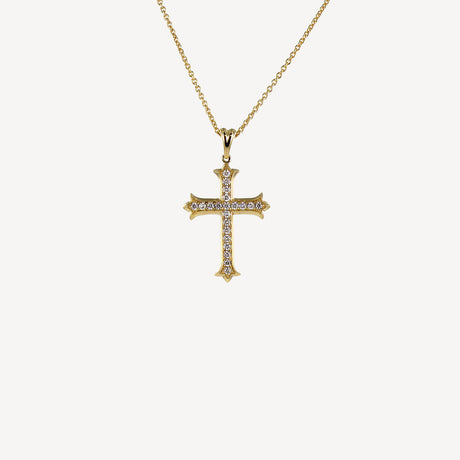 Collier Cross en or jaune serti de diamants – Maison Paillard