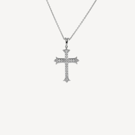 Collier Cross en or blanc serti de diamants – Maison Paillard