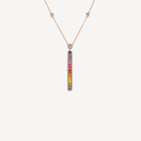 Collier Rainbow Barrette Decollete en or rose serti de diamants – Maison Paillard