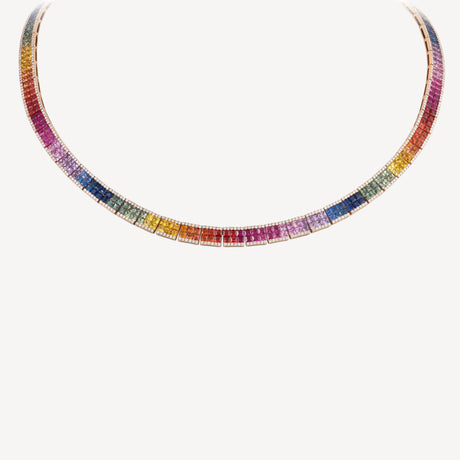Collier Rainbow Princesse 2 Rangs en or rose serti de diamants – Maison Paillard