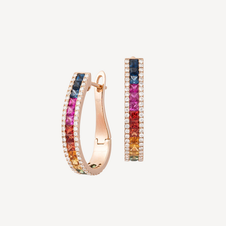 Boucles d'oreilles Rio-diamants GM en or rose serties de diamants et saphirs – Maison Paillard