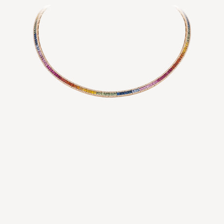 Collier Rainbow Princesse en or rose serti de diamants – Maison Paillard