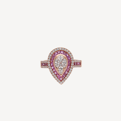 Bague Anya Poire en or rose sertie de diamants et saphirs – Maison Paillard