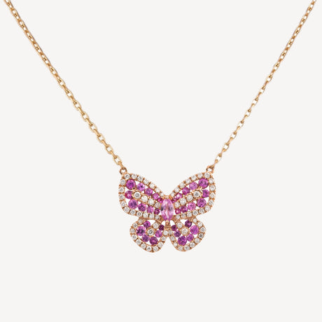 Collier Rose Velvet en or rose serti de diamants et saphirs – Maison Paillard