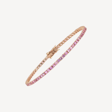 Bracelet Rivière Saphirs Roses en or rose serti de saphirs – Maison Paillard