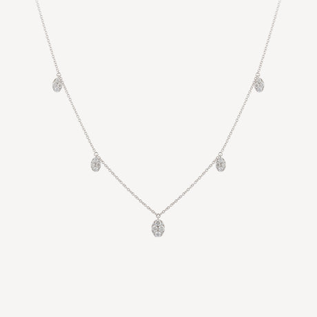 Collier 5 Ovales en or blanc serti de diamants – Maison Paillard