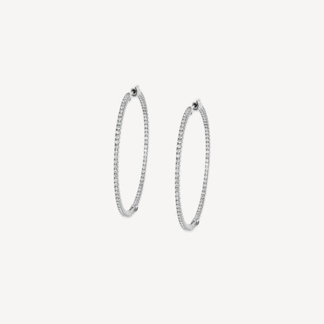 Boucles d'oreilles Big Hoops en or blanc serties de diamants – Maison Paillard