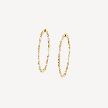 Boucles d'oreilles Big Hoops en or jaune serties de diamants – Maison Paillard