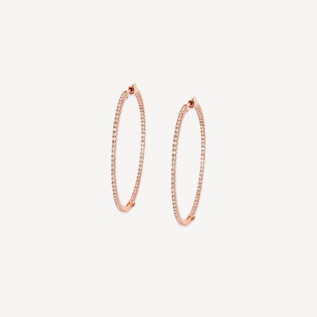 Boucles d'oreilles Big Hoops en or rose serties de diamants – Maison Paillard