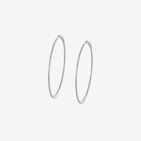Boucles d'oreilles Hoops en or blanc serties de diamants – Maison Paillard