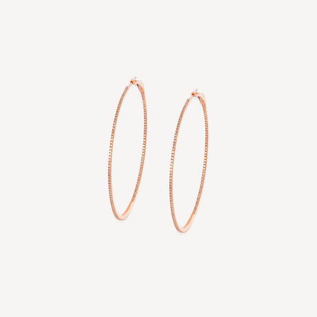Boucles d'oreilles Hoops en or rose serties de diamants – Maison Paillard