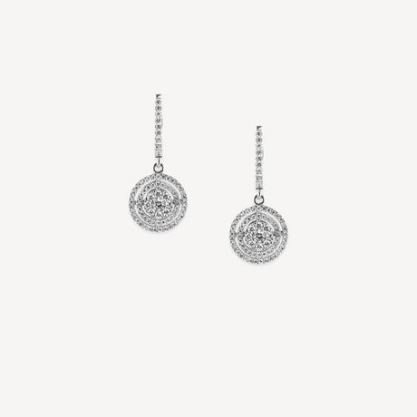 Boucles d'oreilles Lea Pendantes en or blanc serties de diamants – Maison Paillard