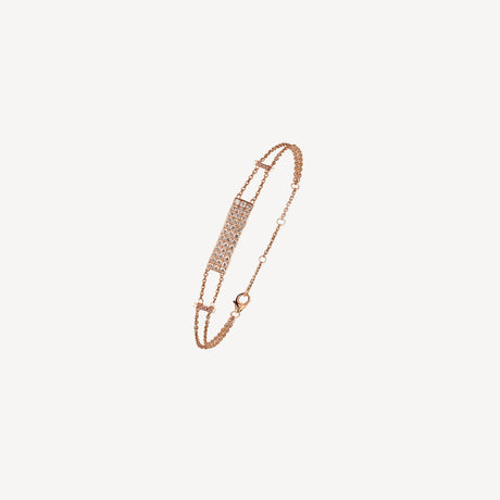 Bracelet Plaque en or rose serti de diamants – Maison Paillard