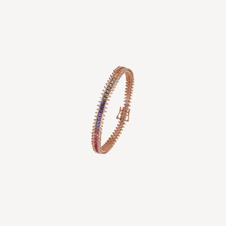 Bracelet Andrea Rainbow en or rose serti de diamants et saphirs – Maison Paillard