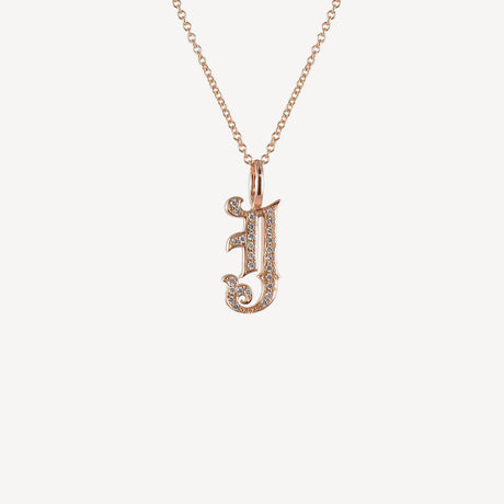 Collier Gothic Letter en or rose serti de diamants – Maison Paillard