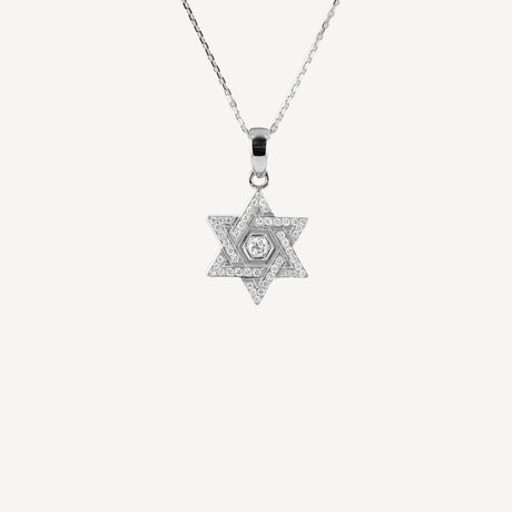 Collier Maguen David en or blanc serti de diamants – Maison Paillard