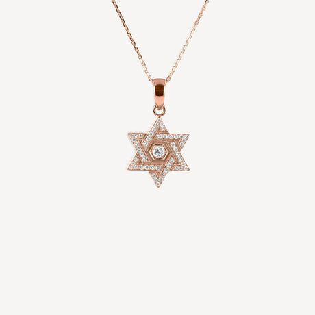 Collier Maguen David en or rose serti de diamants – Maison Paillard