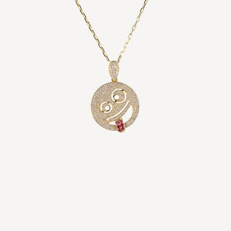 Collier Smiley en or jaune serti de diamants et rubis – Maison Paillard