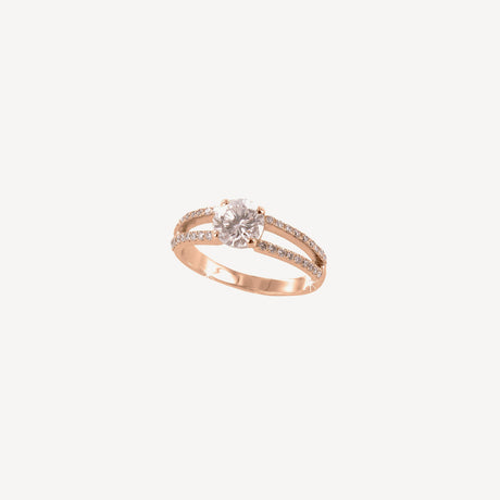 Solitaire Valentina en or rose serti de diamants – Maison Paillard