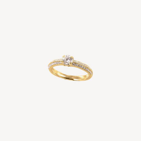 Solitaire Violette en or jaune serti de diamants – Maison Paillard