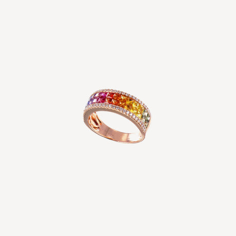 Bague Fidji-mm en or rose sertie de diamants et saphirs – Maison Paillard