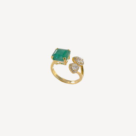 Bague Maïssa en or jaune sertie de diamants et émeraudes – Maison Paillard